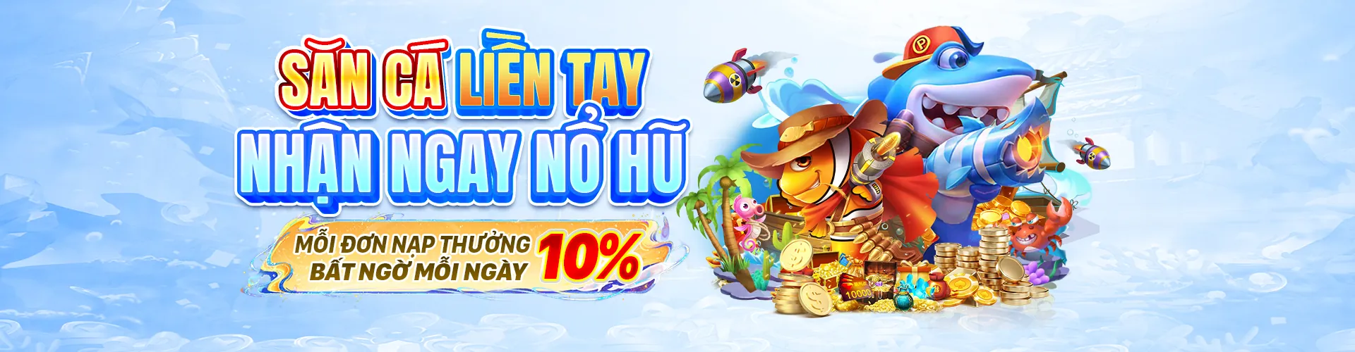 Hình nền GO88 Bắn Cá với đàn cá và kho báu